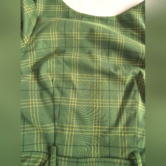 NWOT Collectif Adaline Leaf Check Green Plaid Fitted Wiggle Dress - Picture 7 of 15